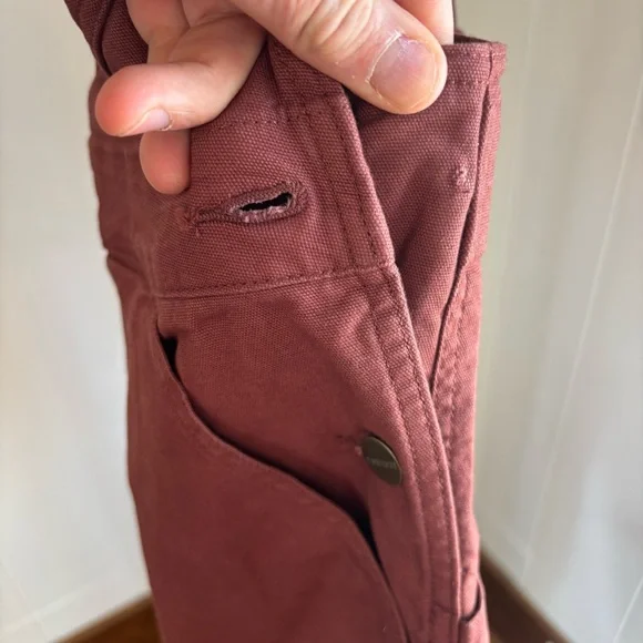 Carhartt NWT Women’s XS Rugged Flex Loose Fit Canvas Bib Overalls Maroon *NOTE - Picture 11 of 13